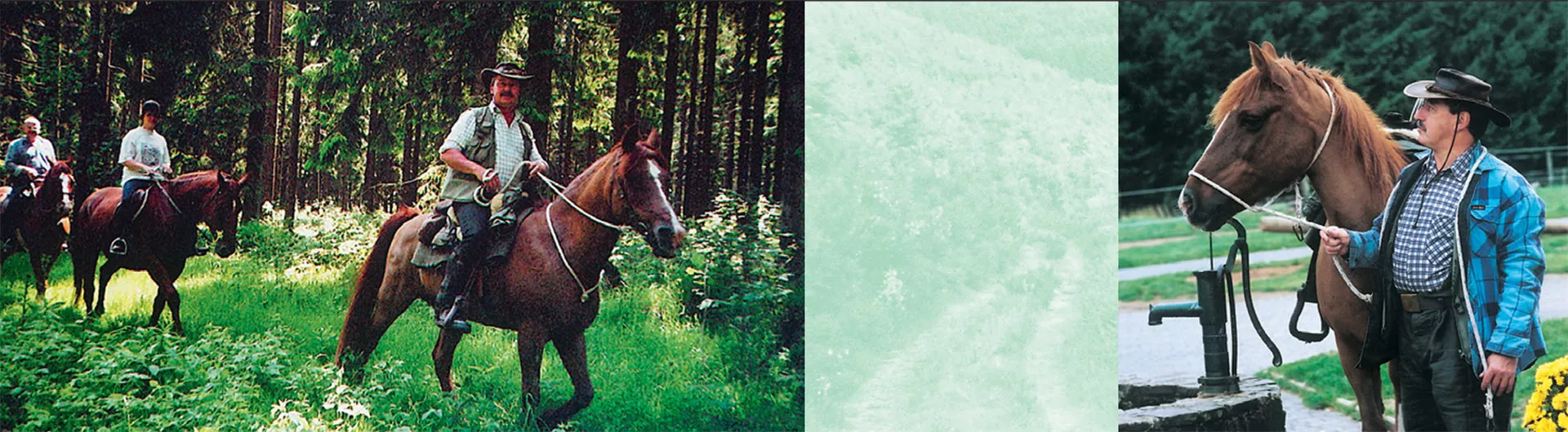 Wanderreitstation 29 Wanderreiter im Wald und am Brunnen